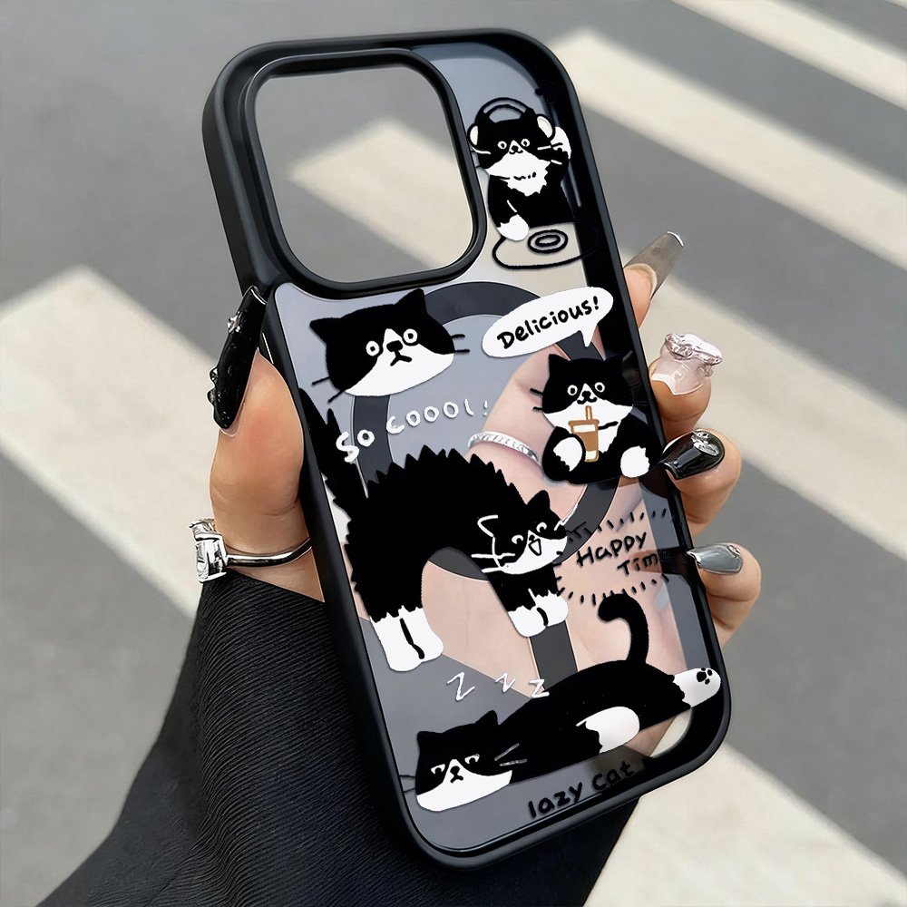 Phone Cases Magsafe - Funny Black Cat Wireless Charging Phone