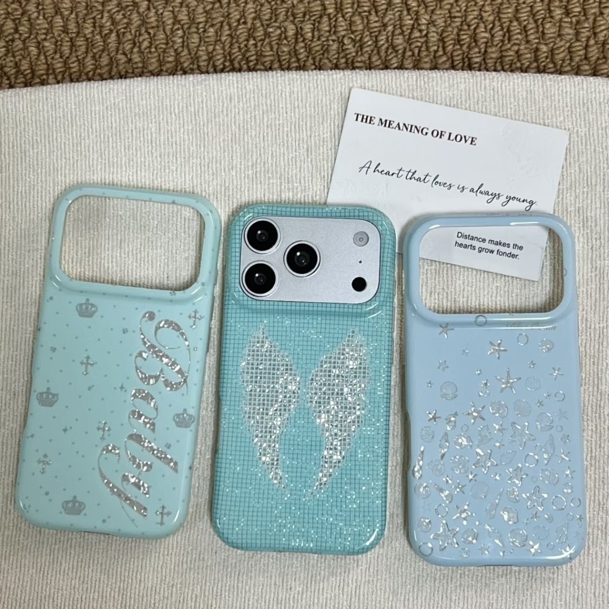 Phone Cases For Iphone 13 - Korean Ins Mint Colored English Cross