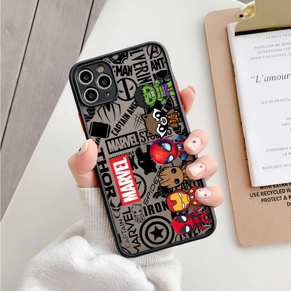 Phone Cases Rugged - Cute Marvel Heroes Matte Translucent Case