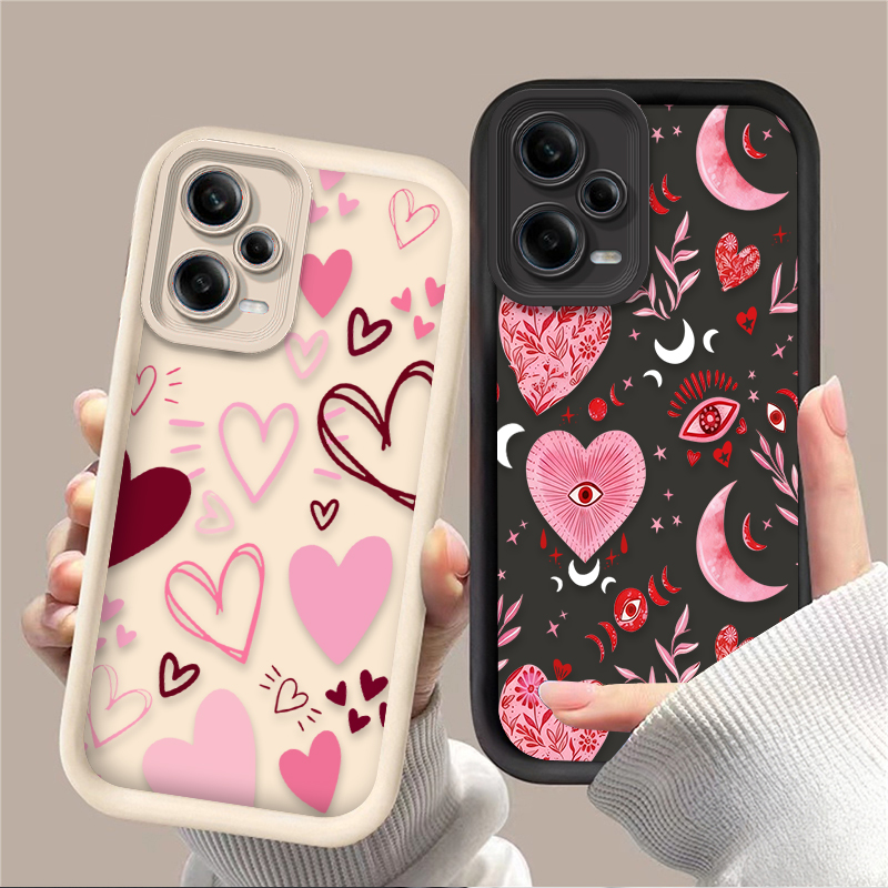 Phone Cases Redmi - Pink Heart-shaped Phone Case for Xiaomi