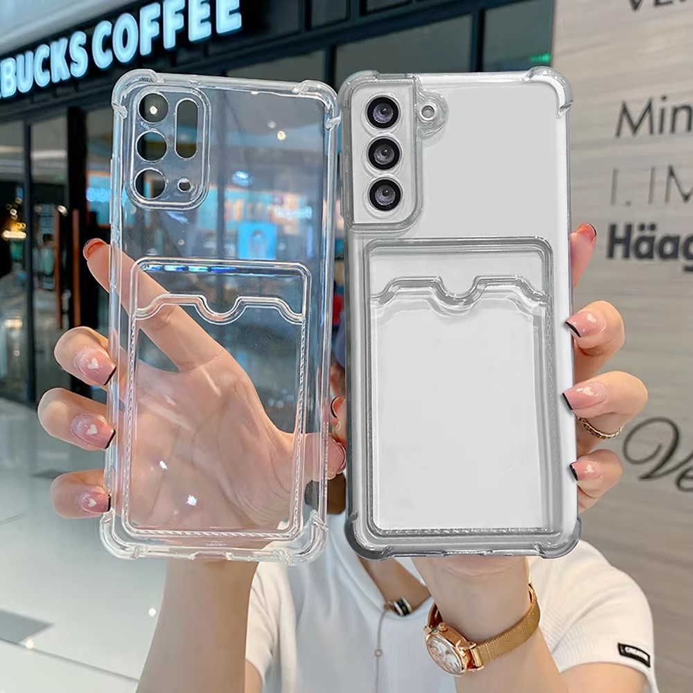 Phone Cases With Pictures - Clear Silicone Card Slot Holder Phone