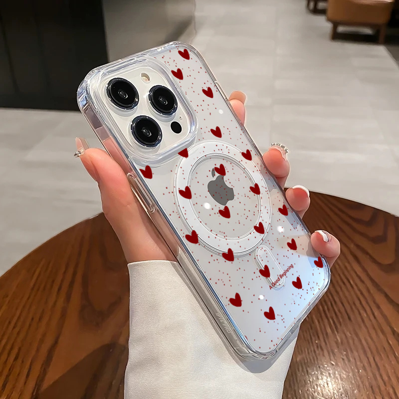 INS Red Love Heart Sexy Transp - Phone Cases Magsafe 评论和价格