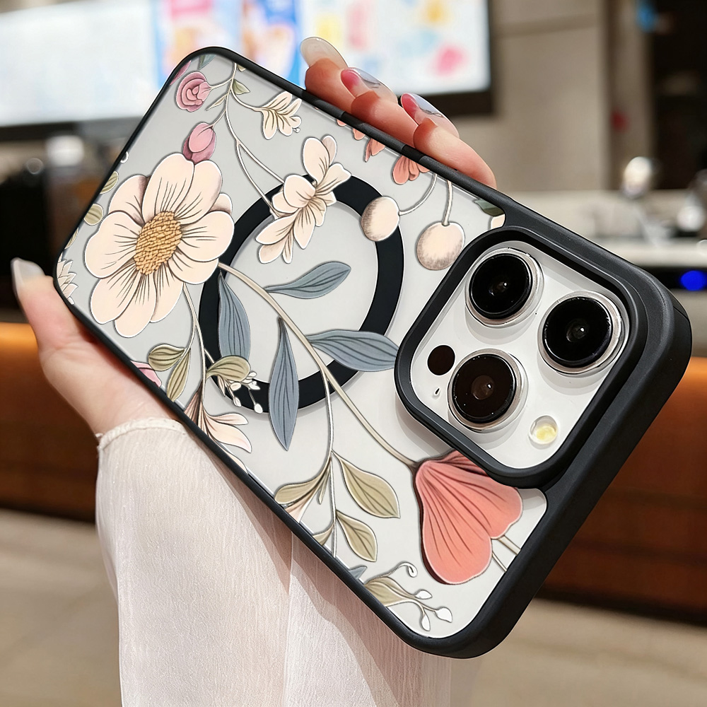 Black Frame Floral Anti-fall P - Phone Cases For Iphone 13 评论和价格