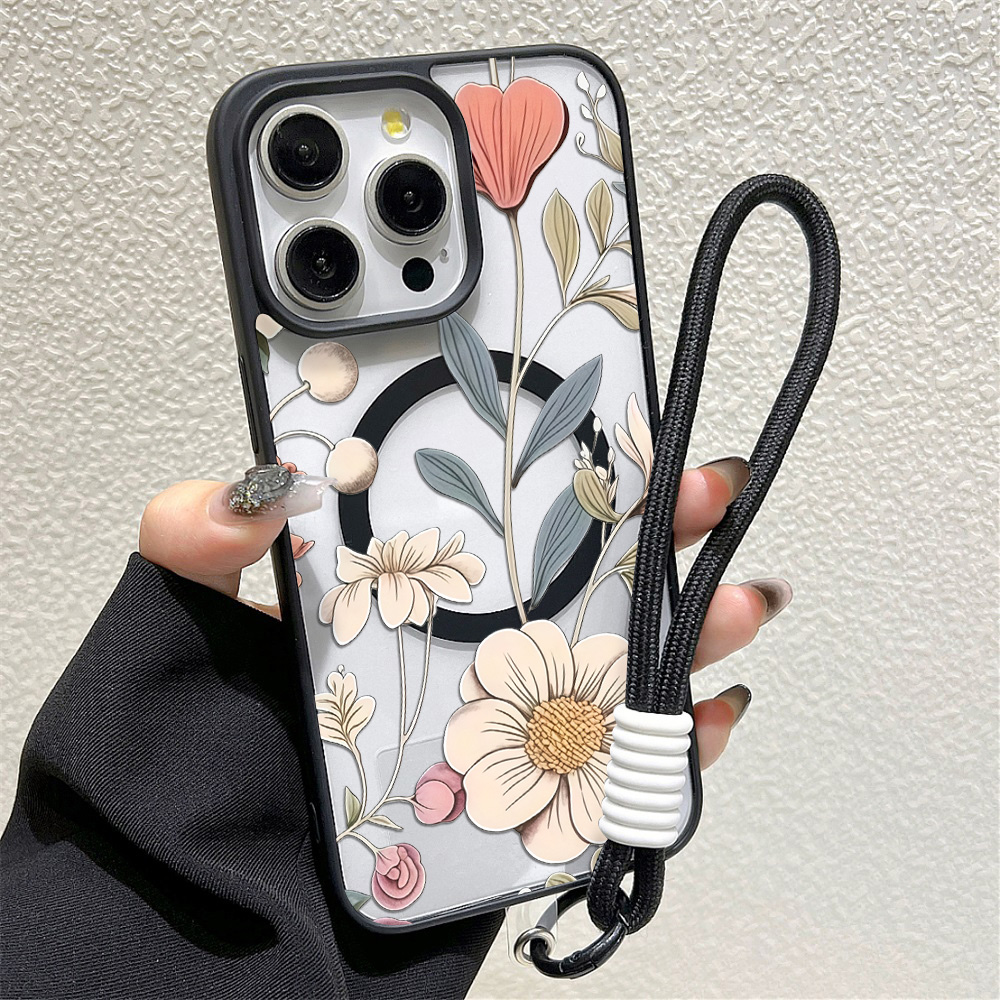 Black Frame Floral Anti-fall P - Phone Cases For Iphone 13 评论和价格
