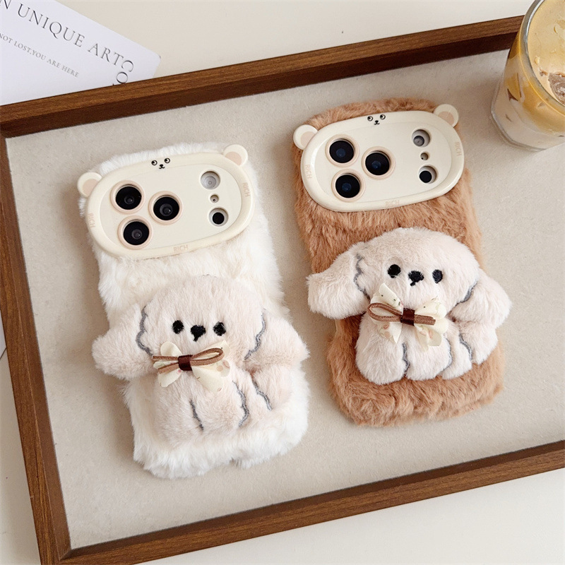 3D Cartoon Bowknot Puppy Warm  - Phone Cases For Iphone 13 评论和价格