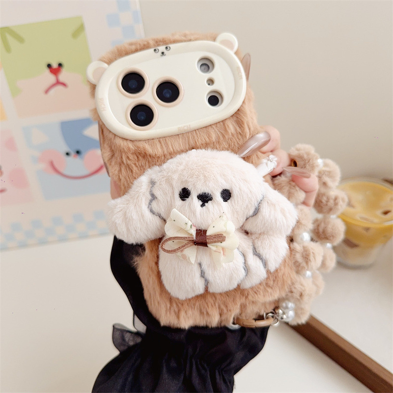 3D Cartoon Bowknot Puppy Warm  - Phone Cases For Iphone 13 评论和价格