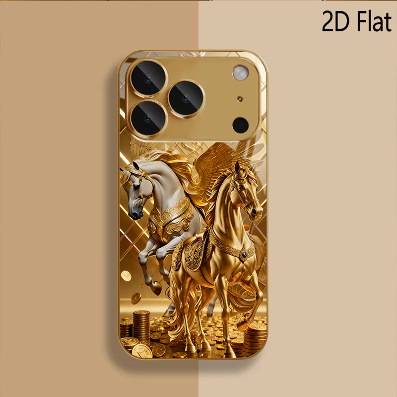 Two horses Patterned tempered  - Phone Cases With Camera Cover 评论和价格