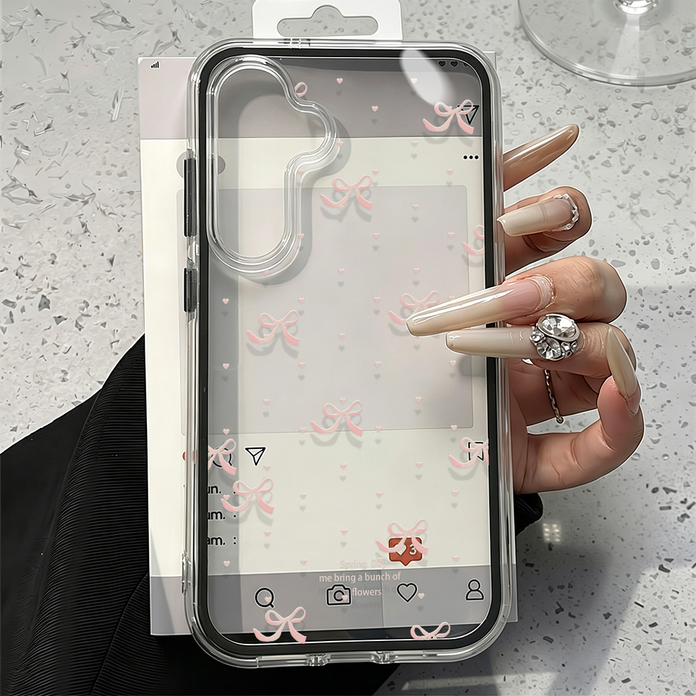 Cute Pink Bow Soft Phone Case  - Phone Cases With Camera Cover 评论和价格