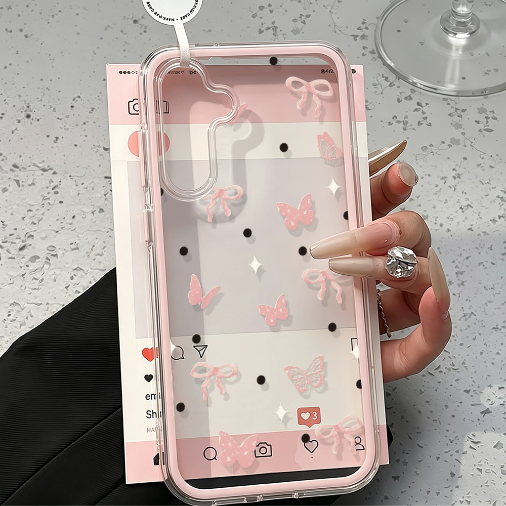 Cute Pink Bow Soft Phone Case  - Phone Cases With Camera Cover 评论和价格