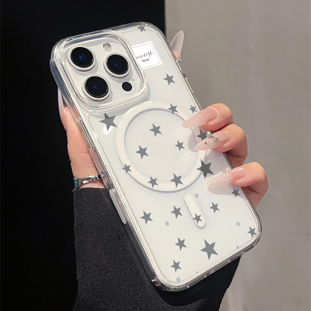 Grey Star Print magnetic Clear - Phone Cases Clear 评论和价格