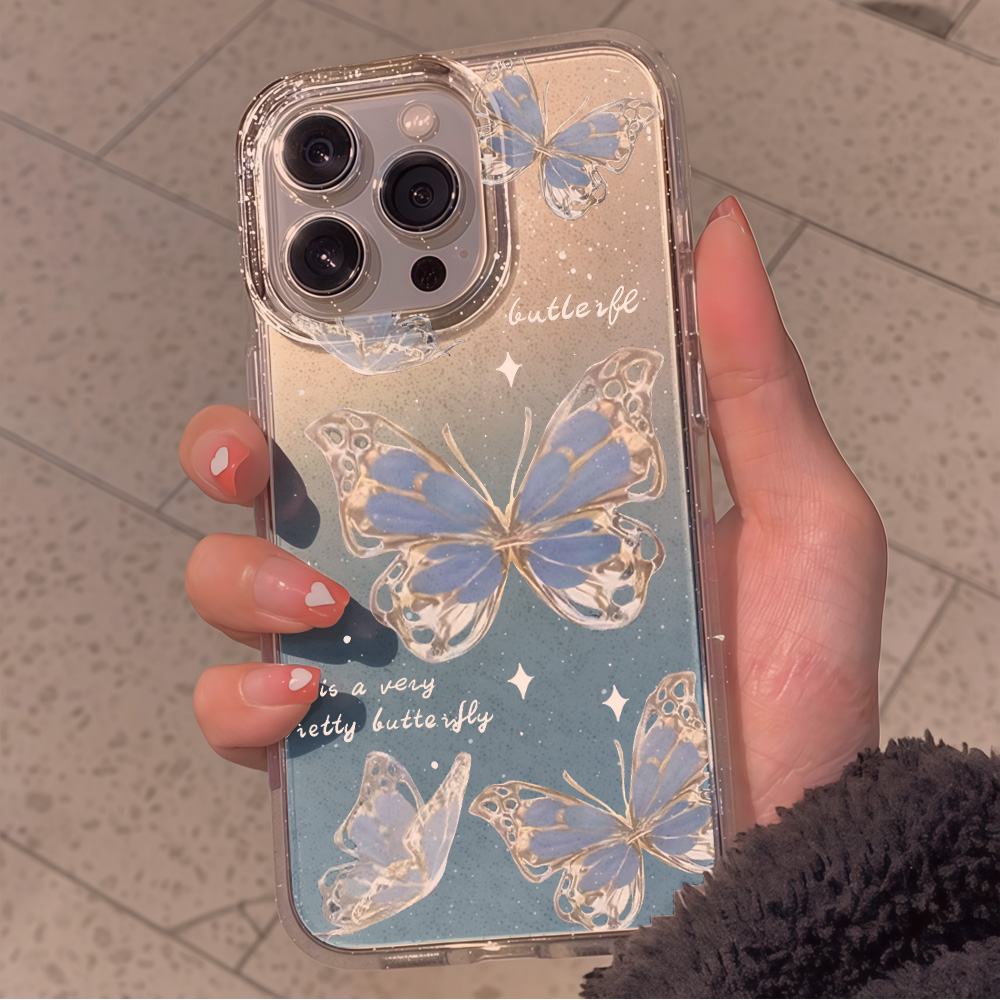 Luxury Blue Butterfly Clear Gl - Phone Cases Xr Iphone 评论和价格